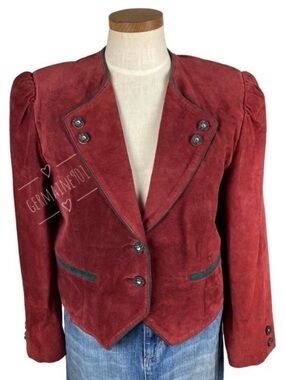 Vintage Yessica Y Maroon Embroidered Suede Jacket Folky Bohemian